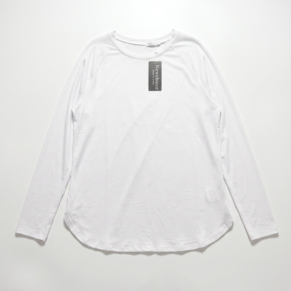 Newchoice XL White Long Sleeve T-Shirt Womens Casual Athleisure Soft Top
